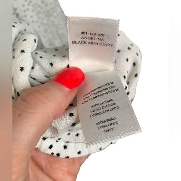 Rails Angelina Dress in Black Mini Stars Print w/ Smocked Waist Size XS - Picture 7 of 9